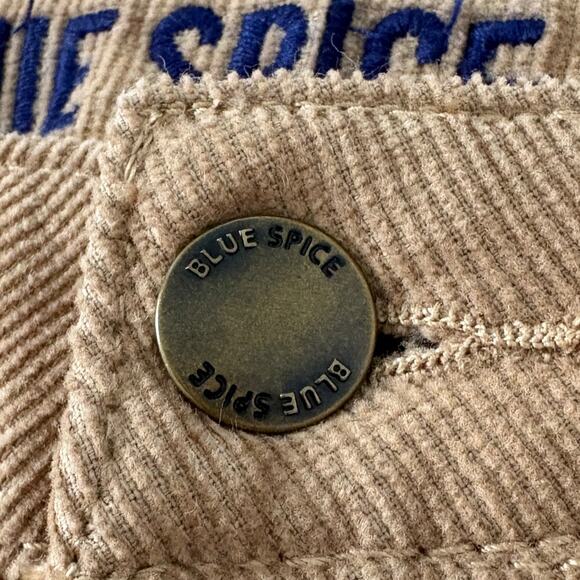 Blue Spice High Waist Flare Corduroy Pants Tan Retro 70s Western Hippie Boho - Picture 4 of 8